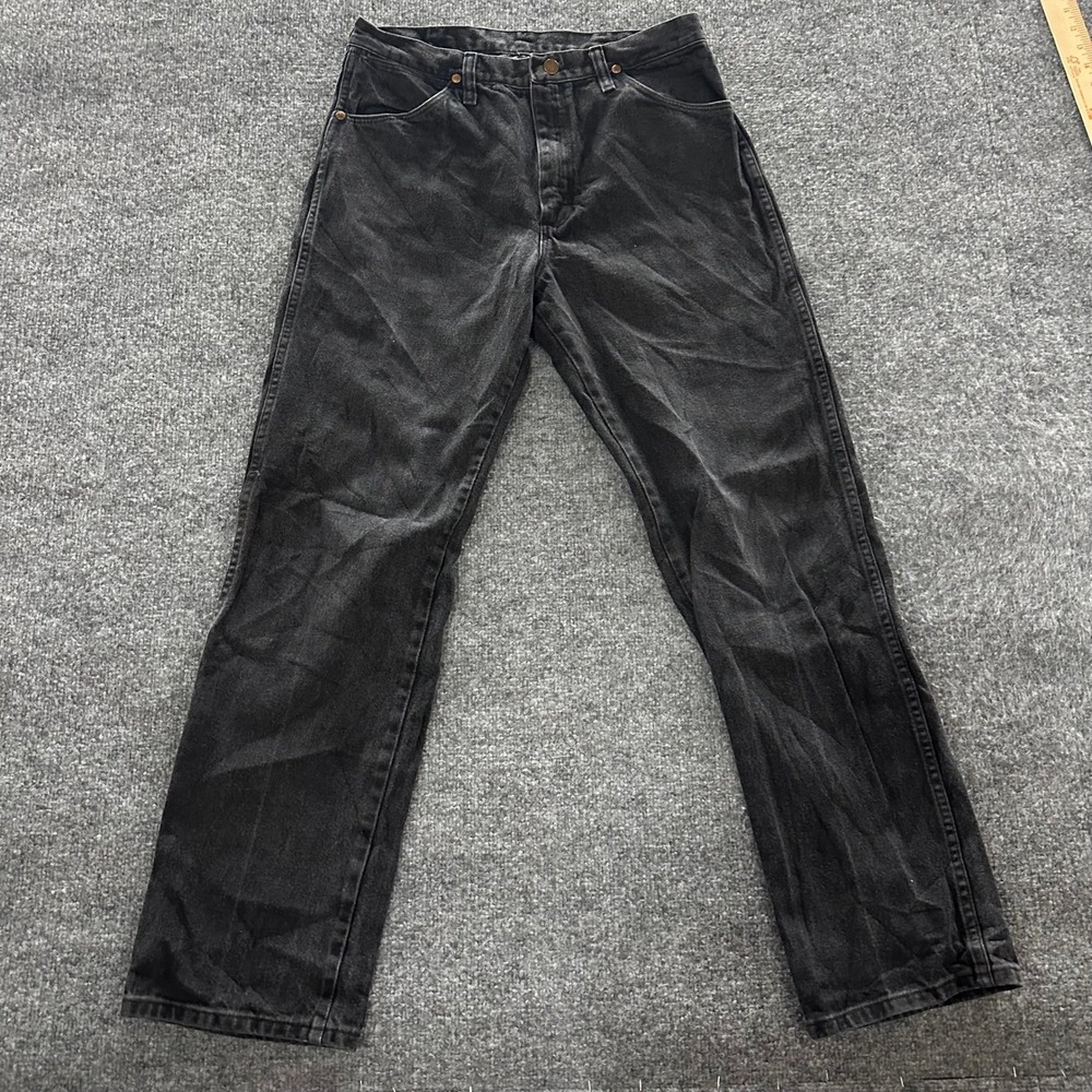 Wrangler Jeans Mens Size 33x32 Black Cowboy Cut Straight Leg Cotton 13MWZWK